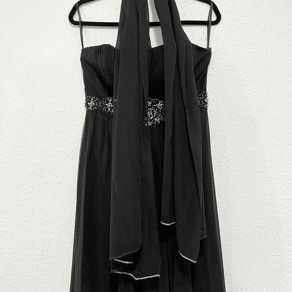 May Queen Couture Black Formal Long Dress 10 Strapless Prom Party Wedding Guest - Picture 6 of 16
